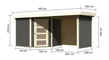 Zahradní domek Karibu SCHWANDORF 5 přístavek 240 cm včetně zadní a boční stěny (77749) terragrau