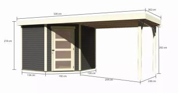 Zahradní domek Karibu SCHWANDORF 5 přístavek 280 cm (9217) terragrau