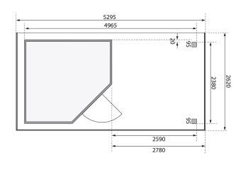 Zahradní domek Karibu SCHWANDORF 5 přístavek 280 cm (9217) terragrau
