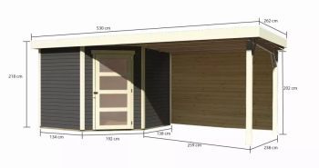 Zahradní domek Karibu SCHWANDORF 5 přístavek 280 cm včetně zadní stěny (9219) terragrau