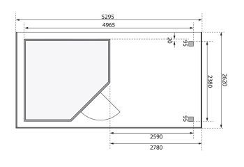 Zahradní domek Karibu SCHWANDORF 5 přístavek 280 cm včetně zadní stěny (9219) terragrau