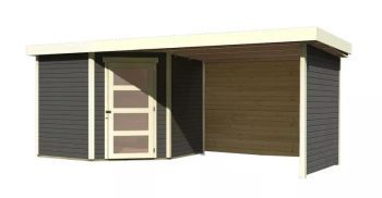 Zahradní domek Karibu SCHWANDORF 5 přístavek 280 cm včetně zadní a boční stěny (9220) terragrau