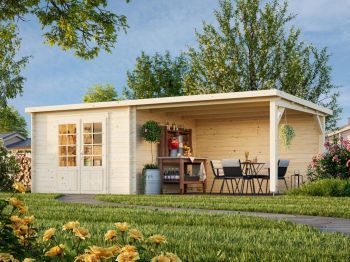 Zahradní domek Ella 8.7 m² (300x300 cm) s přístřeškem XL