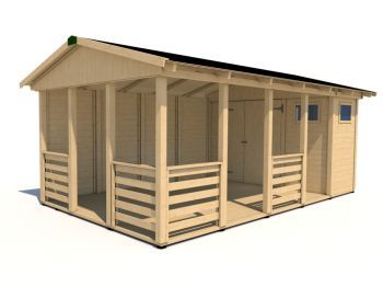 Zahradní altán Herold A3355 AA Plus s boční stěnou a terasovou podlahou (3,1 + 14,1 m2)