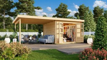 Dřevěný zahradní domek Karibu BASTRUP 5 přístavek 300 cm (73299) natur