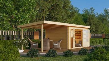Dřevěný zahradní domek Karibu BASTRUP 7 přístavek 300 cm (73308) natur