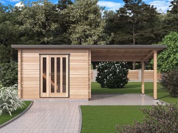Zahradní domek Kevin 300x250 Ekonomik s přístřeškem XL