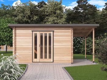 Zahradní domek Kevin 350x200 Ekonomik s přístřeškem