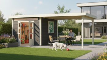 Dřevěný zahradní domek Karibu KANDERN 6 přístavek 320 cm (9239) terragrau