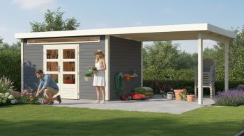 Dřevěný zahradní domek Karibu KANDERN 7 přístavek 320 cm (9247) terragrau