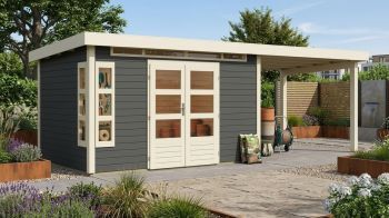 Dřevěný zahradní domek Karibu KASTORF 7 přístavek 320 cm (31557) terragrau