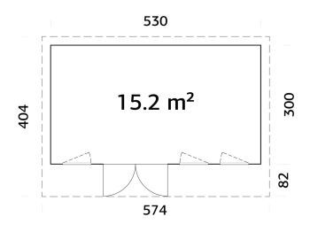 Zahradní domek Aurelia 15.2 m2 (hliníková okna a dveře)