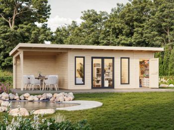 Zahradní domek Aurelia 16.7 + 7.9 m2 (hliníková okna a dveře)