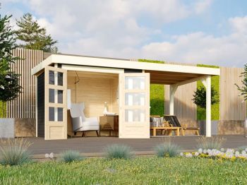 Dřevěný zahradní domek Karibu KERKO 3 přístavek 240 cm (82933) terragrau