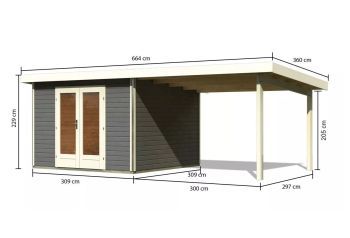 Zahradní domek Karibu RADEBURG 1 přístavek 330 cm (31465) terragrau
