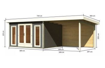 Zahradní domek Karibu RADEBURG 2 přístavek 330 cm včetně zadní stěny (31483) terragrau