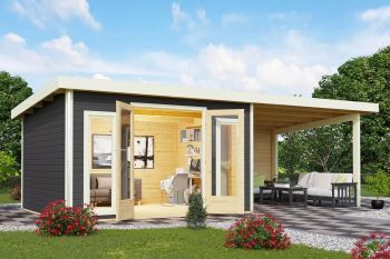 Zahradní domek Karibu RADEBURG 2 přístavek 330 cm včetně zadní stěny (31483) terragrau