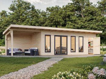Zahradní domek Aurelia 19.2 + 7.9 m2 (hliníková okna a dveře)