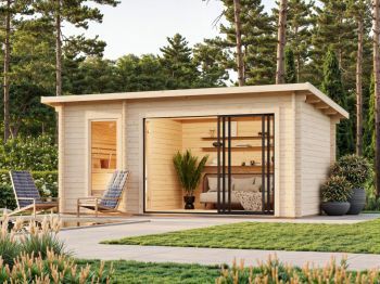 Finská sauna Sanna 12.8 m2 s posuvnými dveřmi