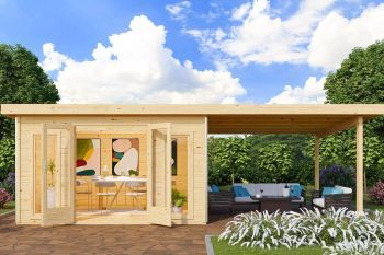 Zahradní domek Karibu RADEBURG 3 přístavek 330 cm (31486) natur