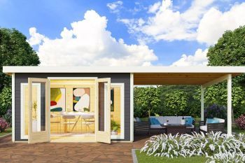 Zahradní domek Karibu RADEBURG 3 přístavek 330 cm (31487) terragrau