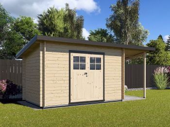 Zahradní domek Robin 350x200 Ekonomik, dvoukřídlé dveře s přístřeškem
