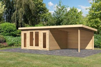 Zahradní domek Karibu RADEBURG 3 přístavek 330 cm včetně zadní stěny (31488) natur