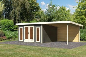Zahradní domek Karibu RADEBURG 3 přístavek 330 cm včetně zadní stěny (31489) terragrau