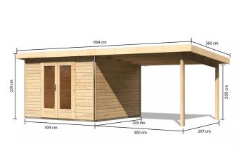 Zahradní domek Karibu RADEBURG 1 přístavek 330 cm (31464) natur