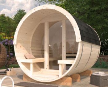 Barelová sauna Anita 1,3 + 0,7 m2 (bez kamen) - prosklenná