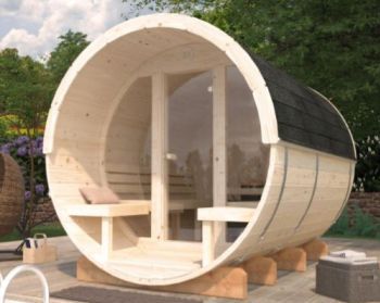 Barelová sauna Anita 1,6 + 0,7 m2 (bez kamen) - prosklenná