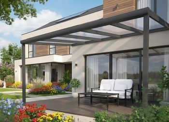 Hliníková pergola SKYLUX CLIMALUX 400x350 cm antracit čirý PC