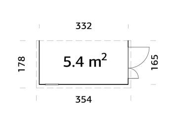 Zahradní nářaďový přístavek Mia 5.4 m² (333x166 cm)