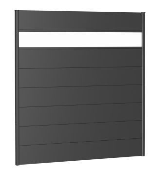 Zástěna na ochranu soukromí s akrylovým sklem 180x180, tmavě šedá metalíza - Biohort