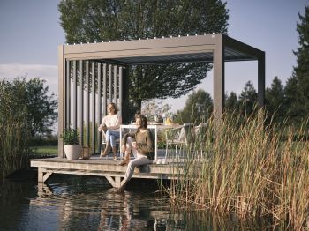 Zahradní hliníková pergola 400x300, tmavě šedá/stříbrná metalíza - Biohort