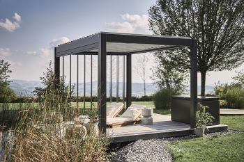 Zahradní hliníková pergola 400x300, tmavě šedá/stříbrná metalíza - Biohort