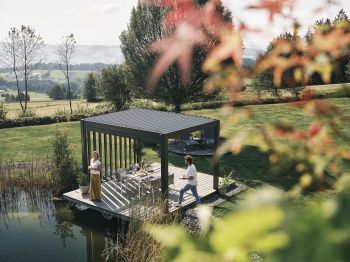 Zahradní hliníková pergola 400x300, tmavě šedá/stříbrná metalíza - Biohort