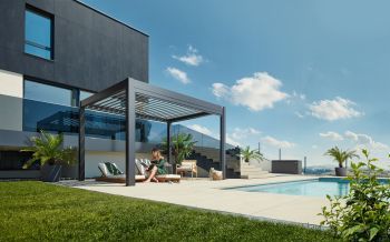 Zahradní hliníková pergola 400x300, šedý křemen/stříbrná metalíza - Biohort