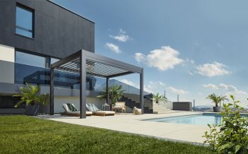 Zahradní hliníková pergola 400x300, tmavě šedá metalíza - Biohort