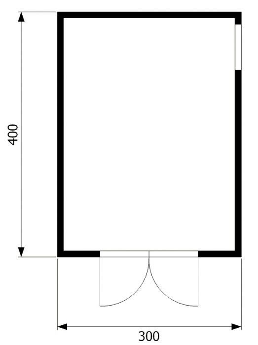 Domek na nářadí Lora 300x400, dvoukřídlé dveře