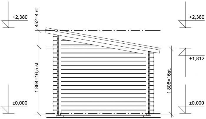 Zahradní domek Robin 300x250 Ekonomik, přístřešek