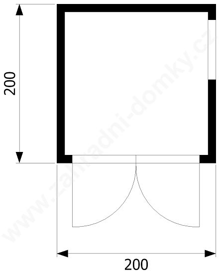 Domek na nářadí Leona 200x200, dvoukřídlé dveře