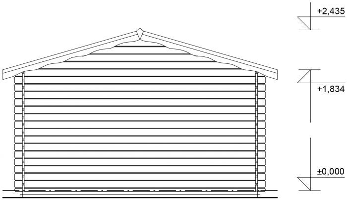 Zahradní domek Laura 350x300 Ekonomik, čelní přesah střechy 170 cm, dvoukřídlé dveře