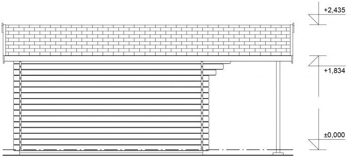 Zahradní domek Laura 350x350 Ekonomik, čelní přesah střechy 170 cm, dvoukřídlé dveře