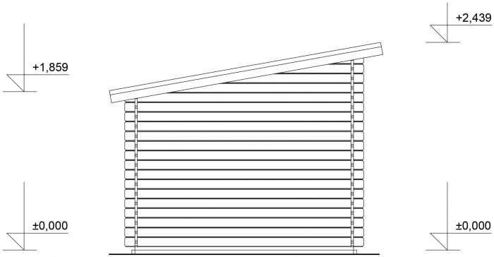 Zahradní domek Robin 350x250 Ekonomik, dvoukřídlé dveře s přístřeškem