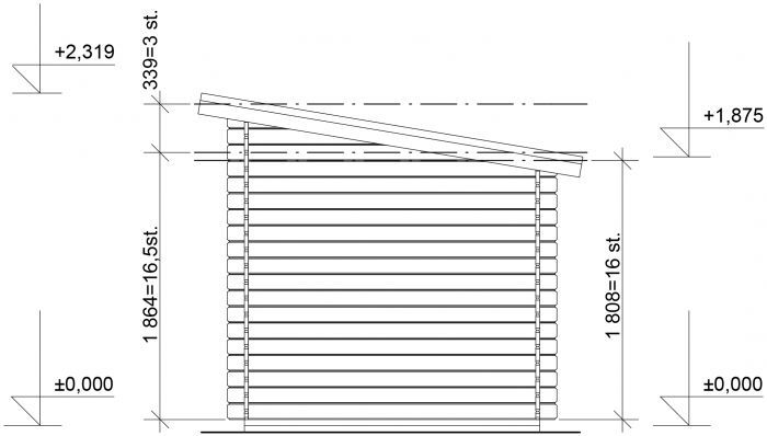 Zahradní domek Kevin 350x200, čelní přesah 70 cm