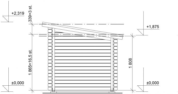 Zahradní domek Kevin 350x200 Ekonomik s přístřeškem