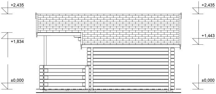 Zahradní domek Luka 350x250 Ekonomik, dvoukřídlé dveře, přístřešek