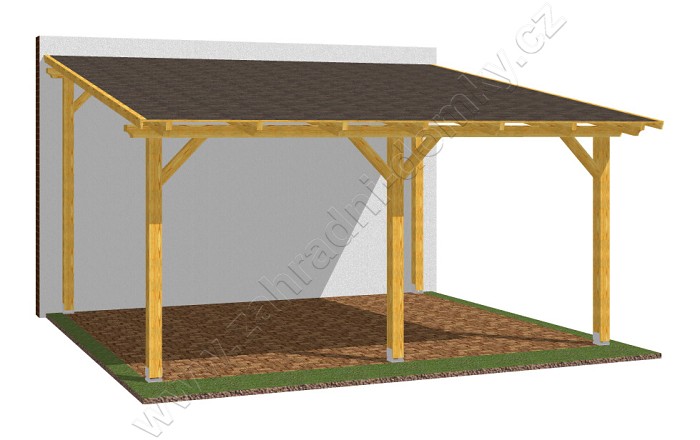 Přístřešek 350x470, sklon krokví 10°