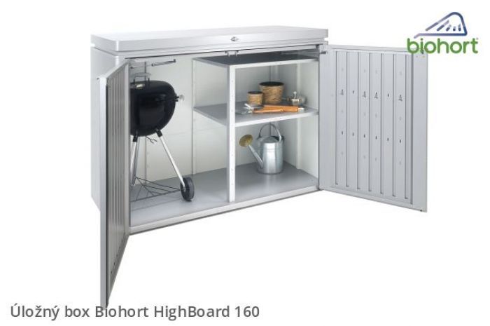 Úložný box HighBoard 160, stříbrná metalíza - Biohort